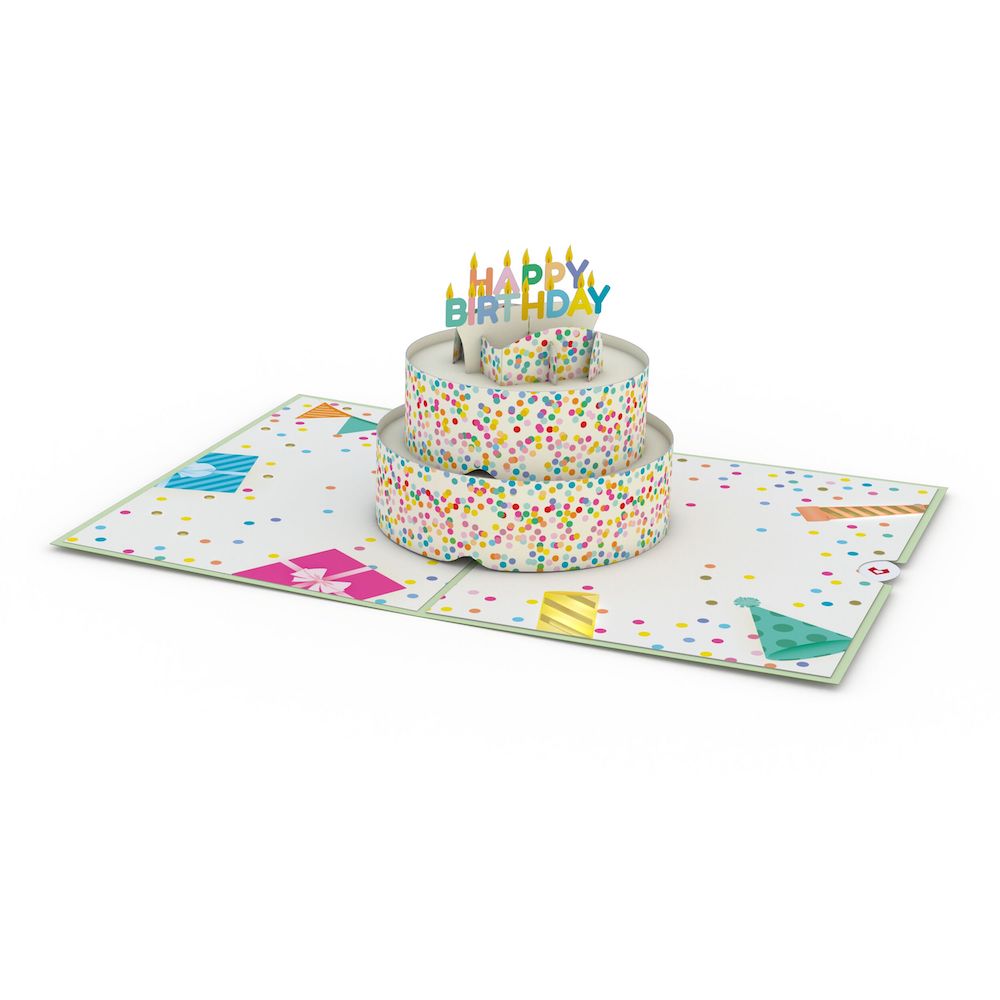 Handcrafted Paper Flower: Single Stem Sunflower with Sprinkles Birthday Cake Pop-Up Card