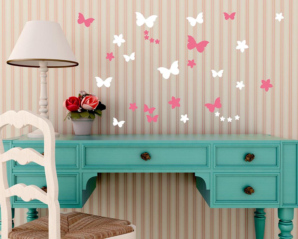 Butterflies & Flowers Wall Decal for Nursery - Kamiqiwallz