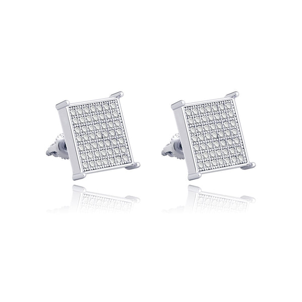 SQUARE DIAMOND PAVED EARRINGS. – WHITE GOLD