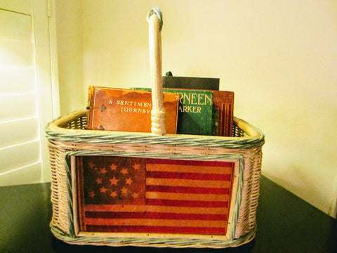 Folk Art Hand Painted Patriot Vintage Basket