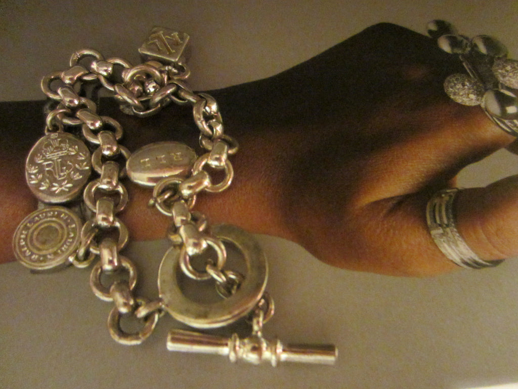 Ralph Lauren Silver Charm Bracelet Link Chain Toggle Clasp – Designer  Unique Finds