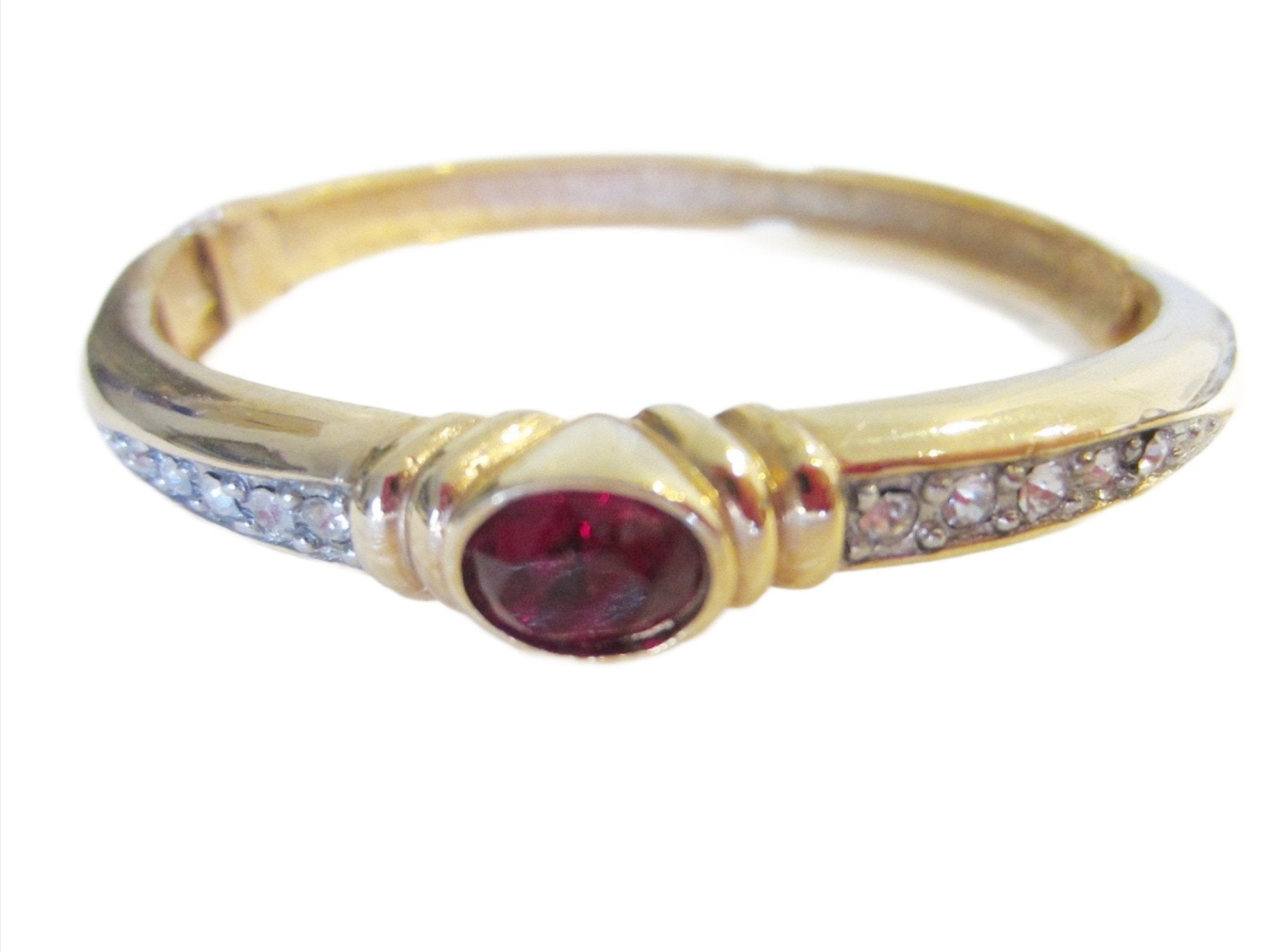 Victorian Bangle Ruby Glass Cabochon Crystals