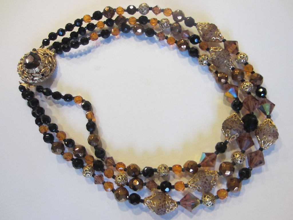 Crystals Strands Faceted Necklace Encrusted Cabochon Clasp – Designer ...