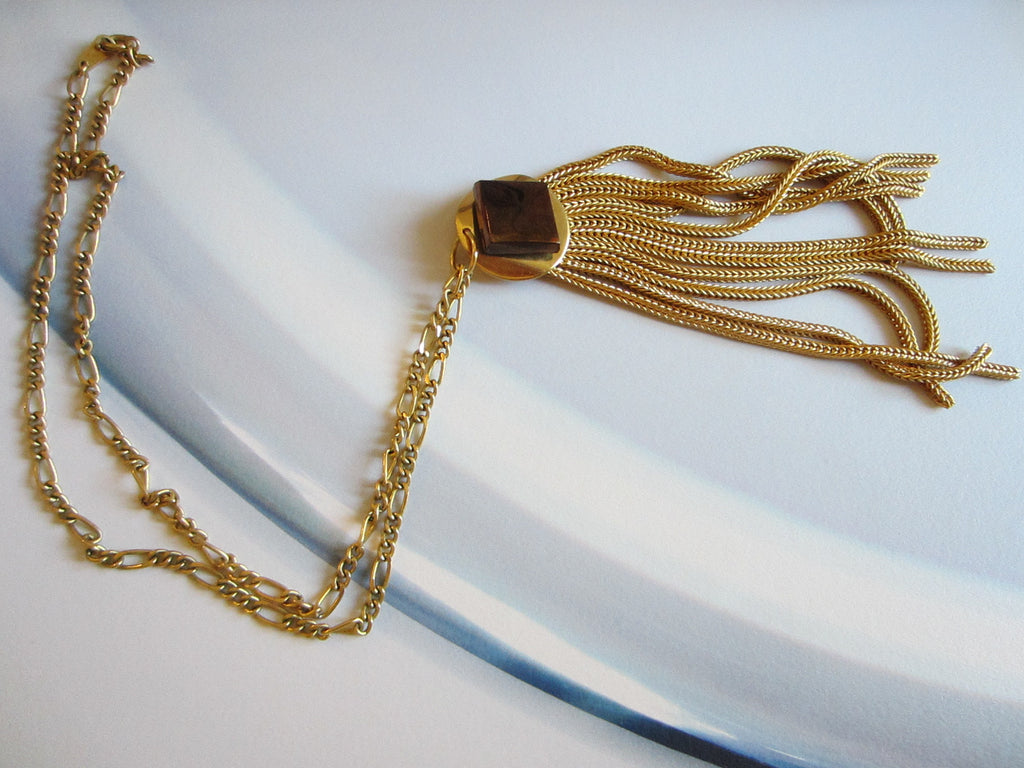 Golden Tassel Pendant Chain Necklace – Designer Unique Finds