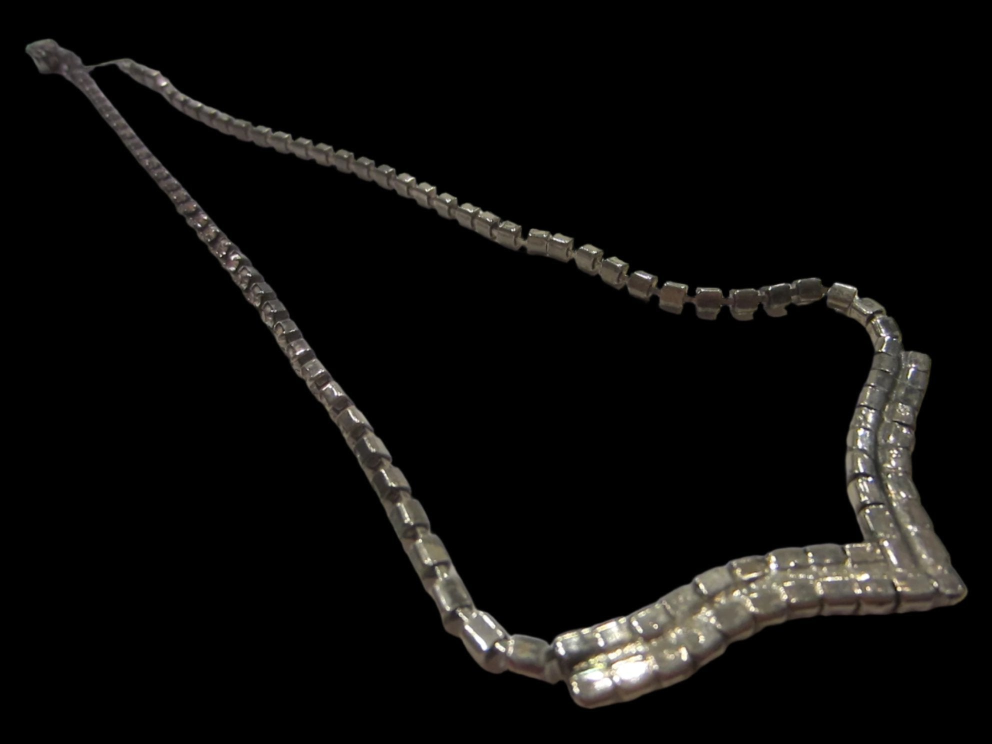 Mid Century Diamante V Shape Necklace