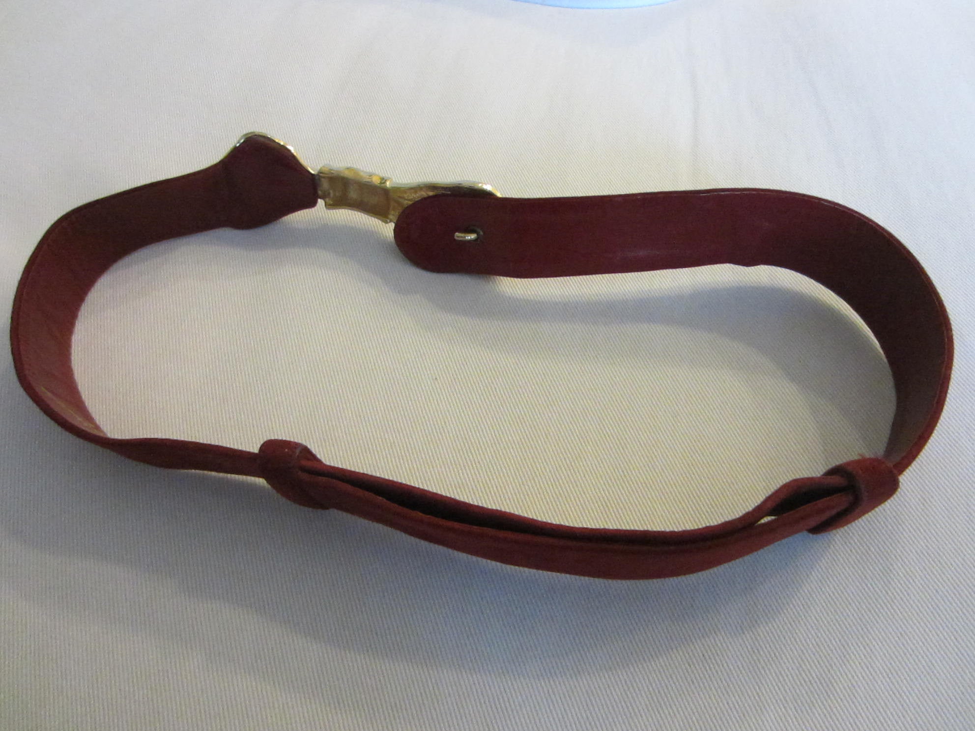 Judith Leiber For Bonwit Teller Red Leather Golden Bow Suede Belt