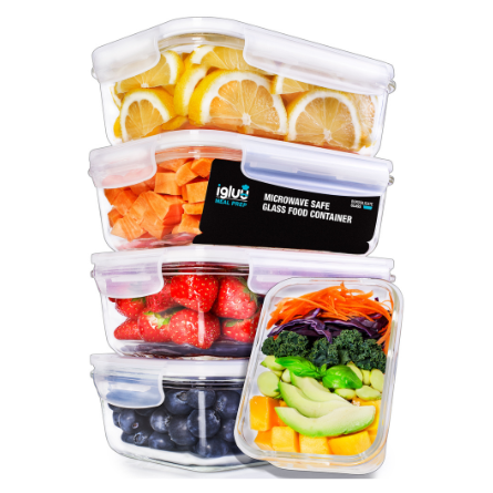 Glass Meal Prep Containers 3 Compartment (950 ML) - Glass Lunch Box with Lid