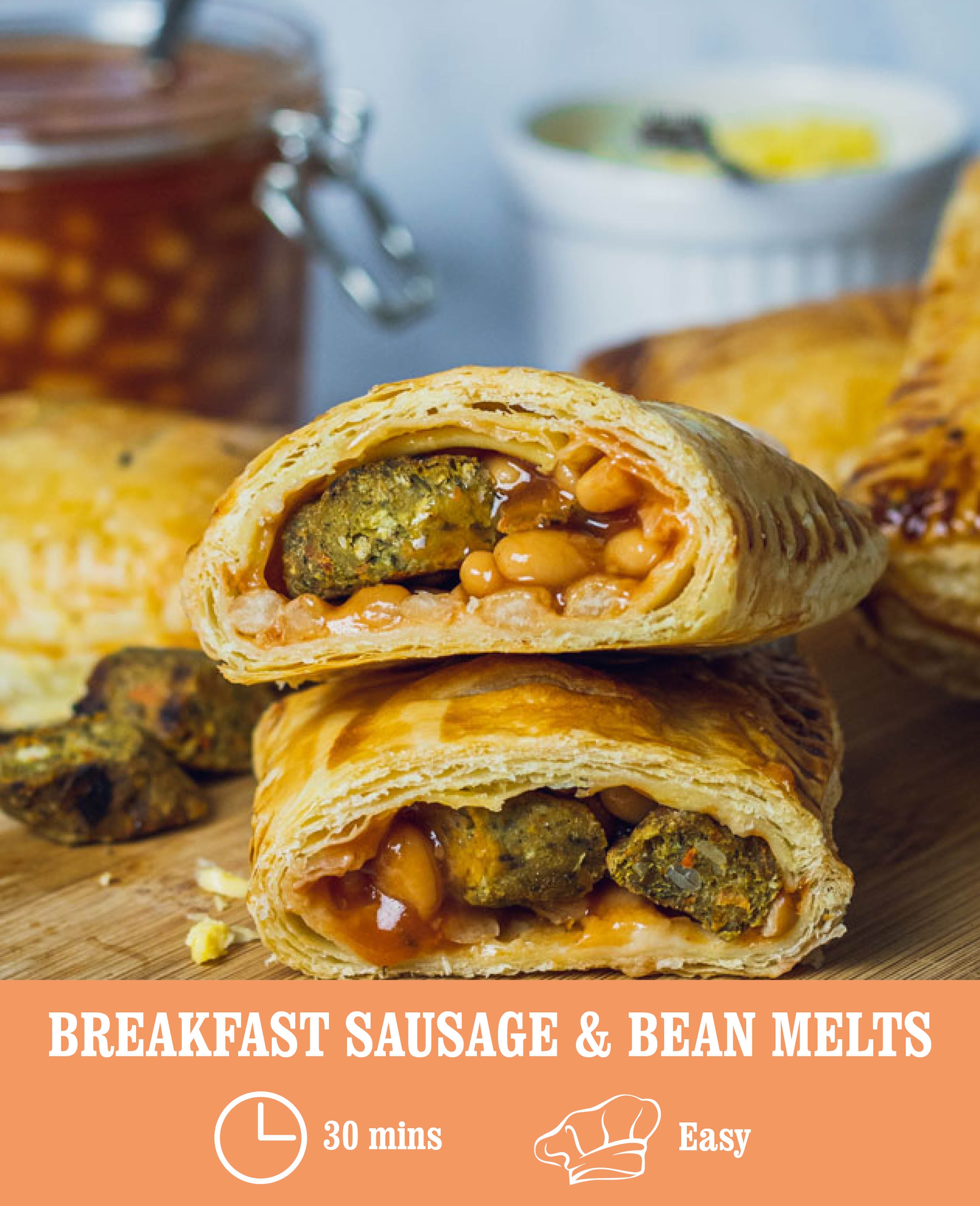 Breakfast Sausage and Bean Melts