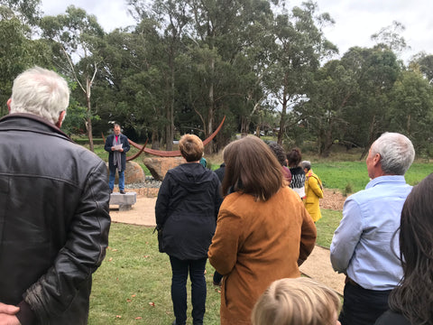 A crowd at the opening of the Matthew Harding Remembrance park, Trentham.