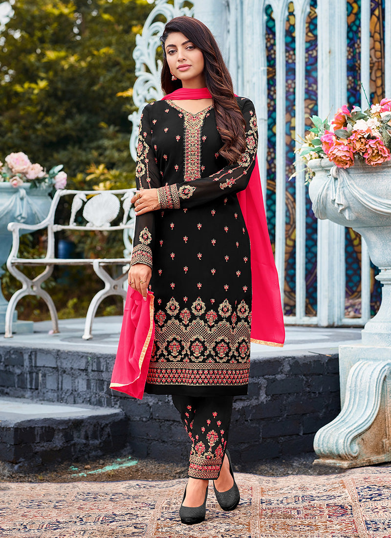 Shop Online Graceful Pink Cotton Pant Style Salwar Suit