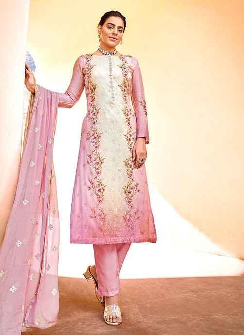 Beige Art Silk Embroidered Teen Girls Salwar Kameez TGSLBS02307767