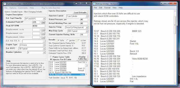 Performance Trends' Fuel Injector Calculator