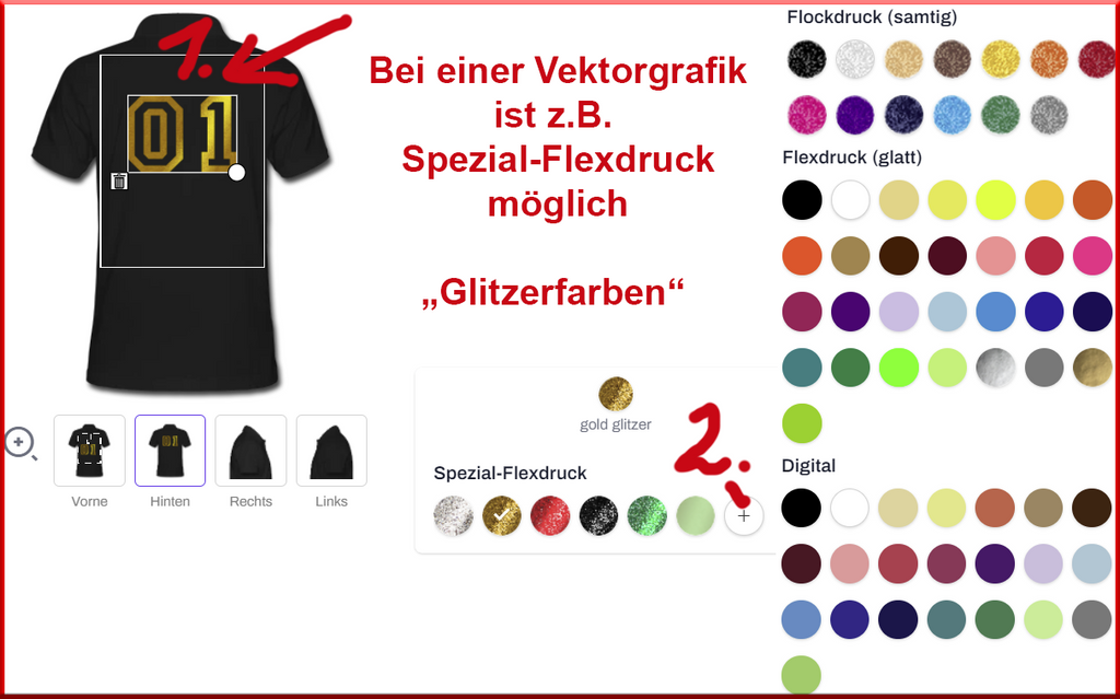 EINSONLINE - CUSTOMIZER Einstellungen der Druckart