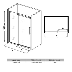 SONNI Dusche Nischentür Schiebetür 8mm ESG Glastür mit beideseitiger Nano Beschichtung 120-150cm Höhe 195cm