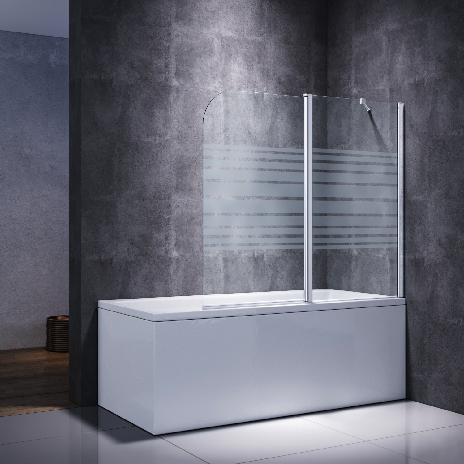 Image of SONNI Badewannenaufsatz 2teilig Duschwand mit Seitenteil für Badewanne Duschkabine New