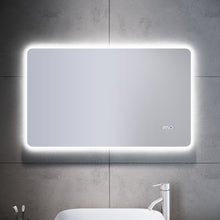 Lade das Bild in den Galerie-Viewer, Sonni Badspiegel mit Beleuchtung 100×60 cm und Uhr Temperaturanzeige LED Badspiegel mit Touchschalter Badezimmer Wandspiegel
