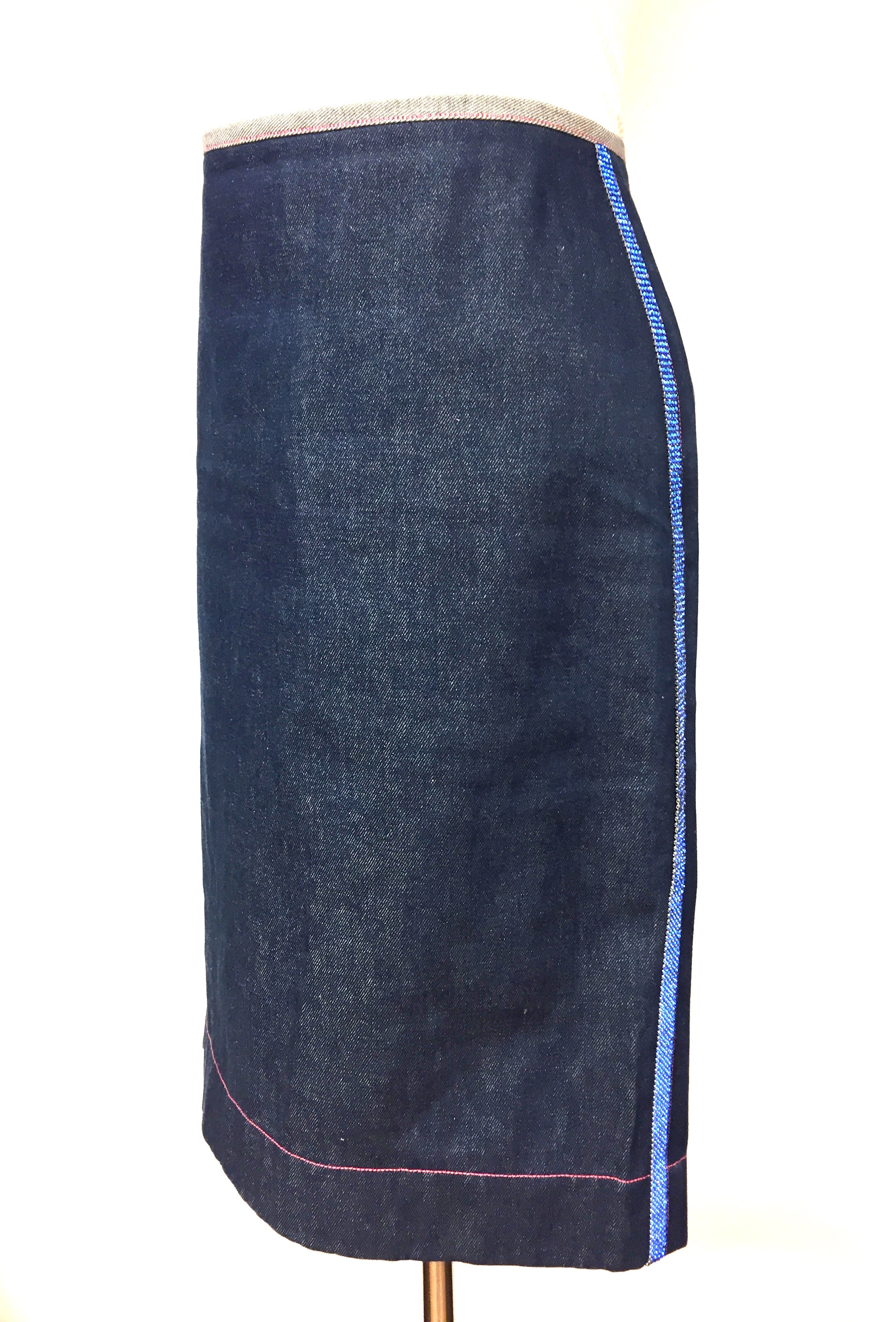 royal blue denim skirt