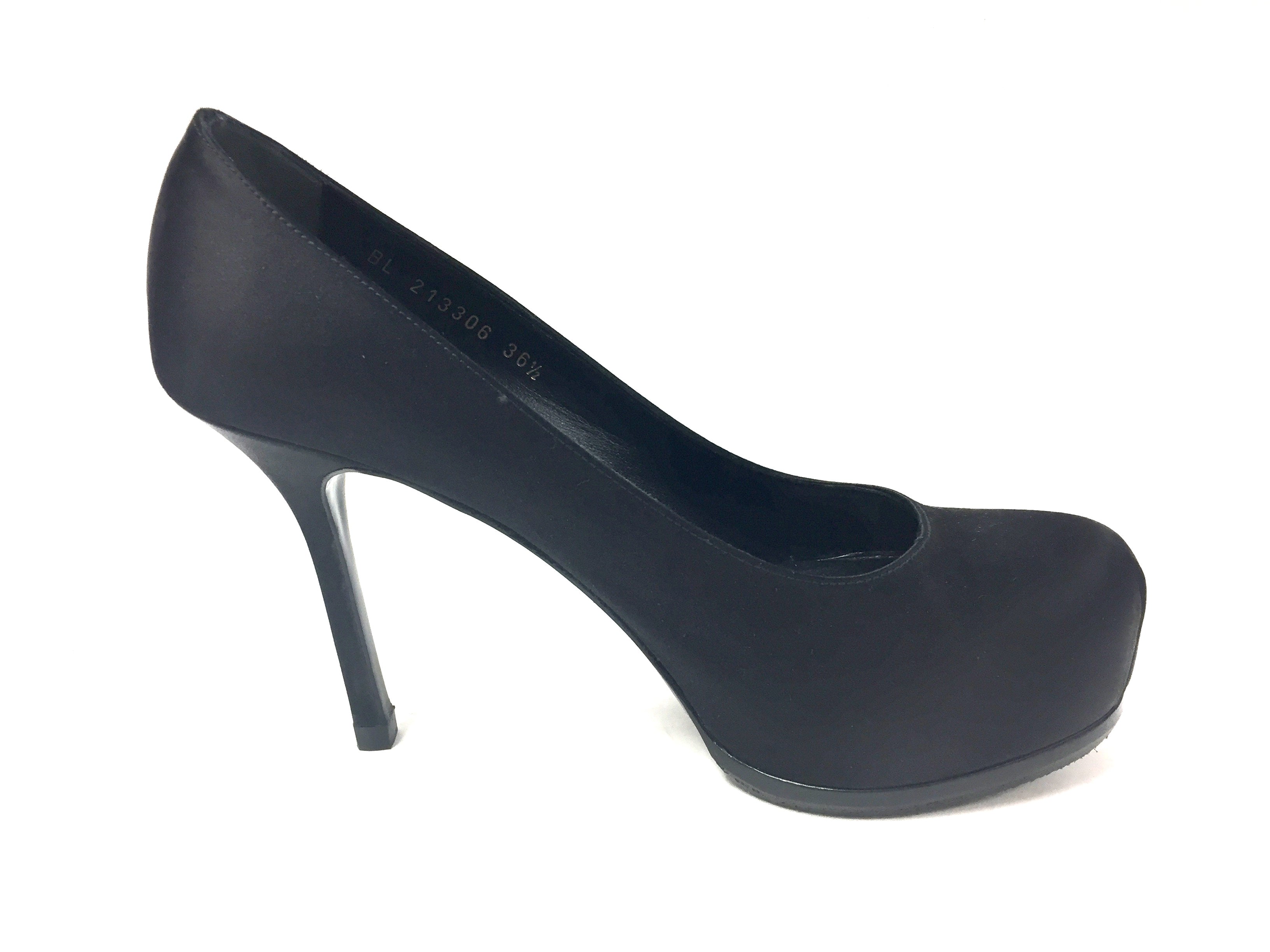 black silk pumps