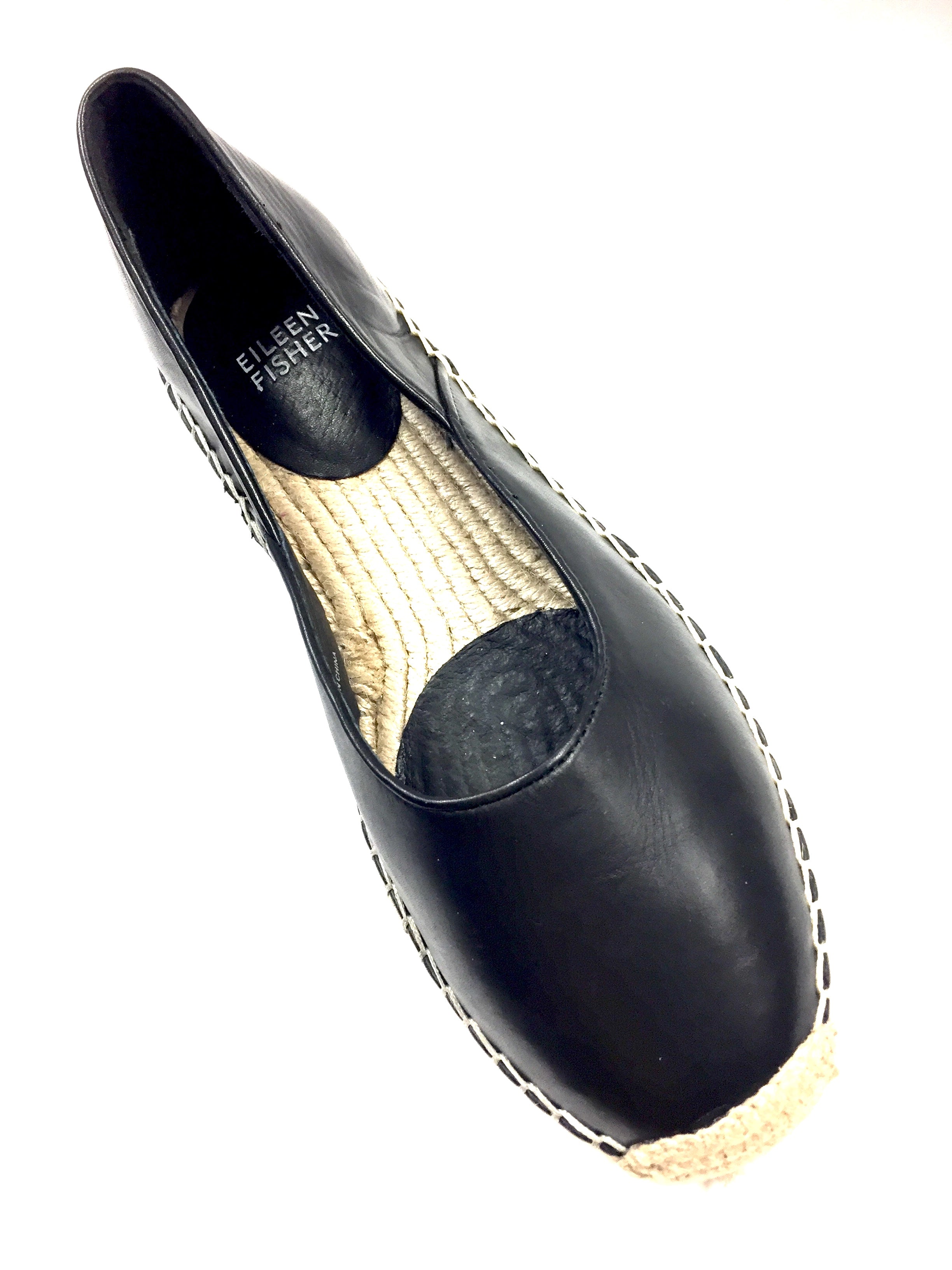 EILEEN FISHER New Black Leather Flat 