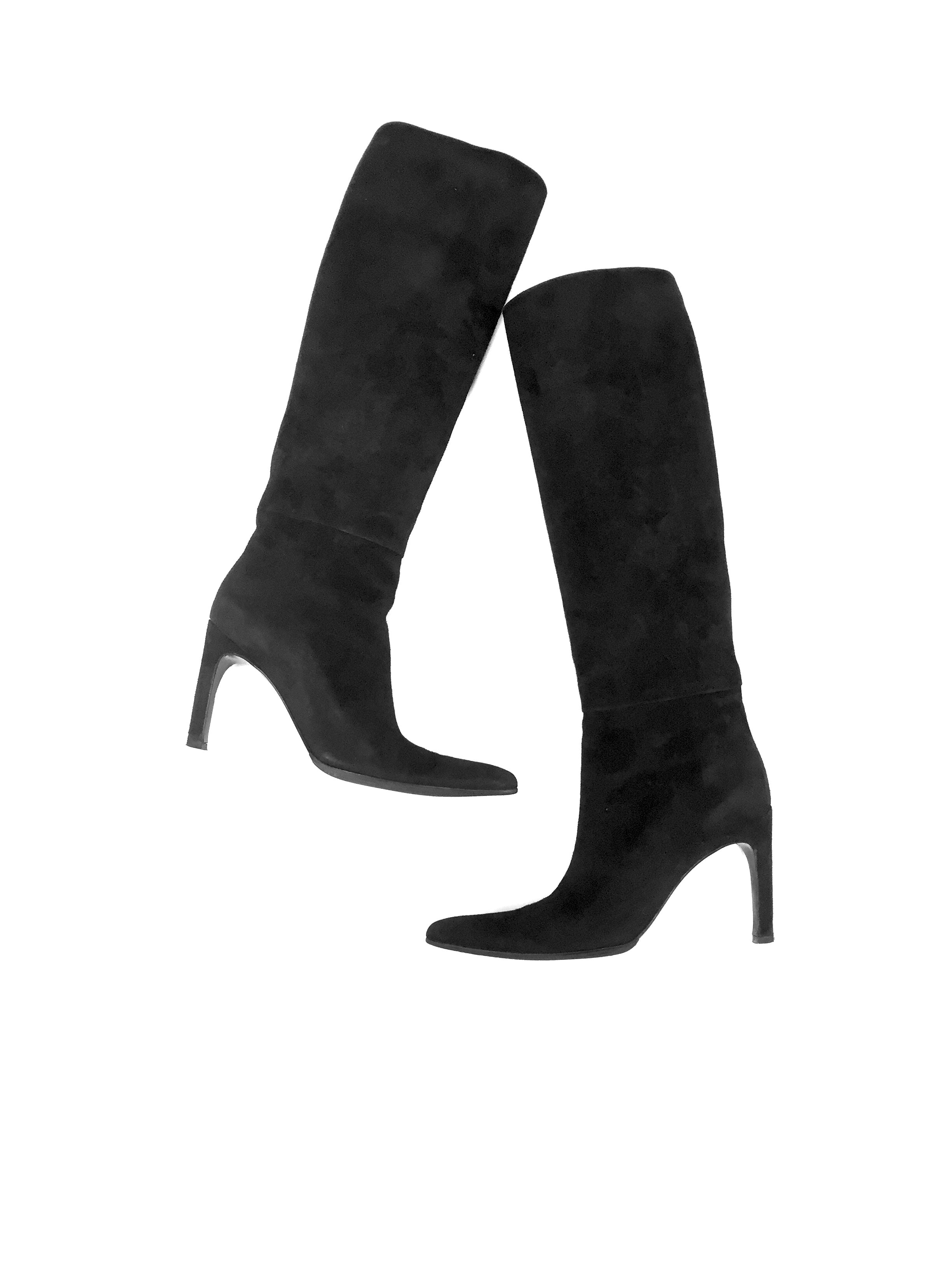 suede pull on knee high boots