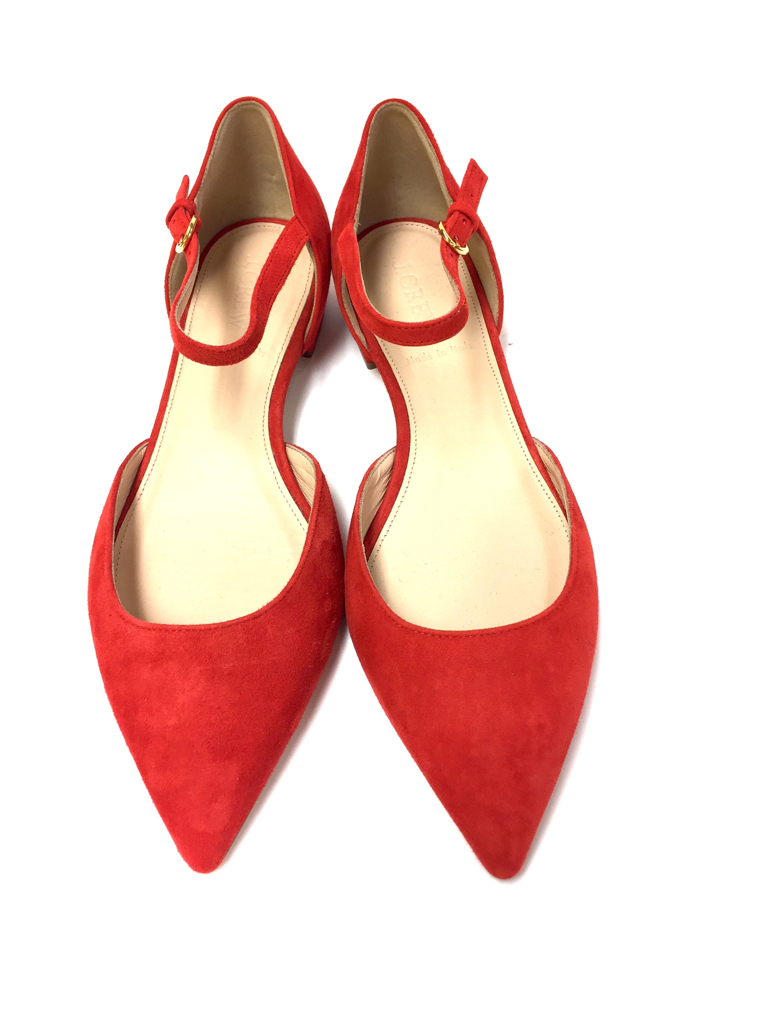 J. CREW Red Suede Ankle-Strap D'Orsay 