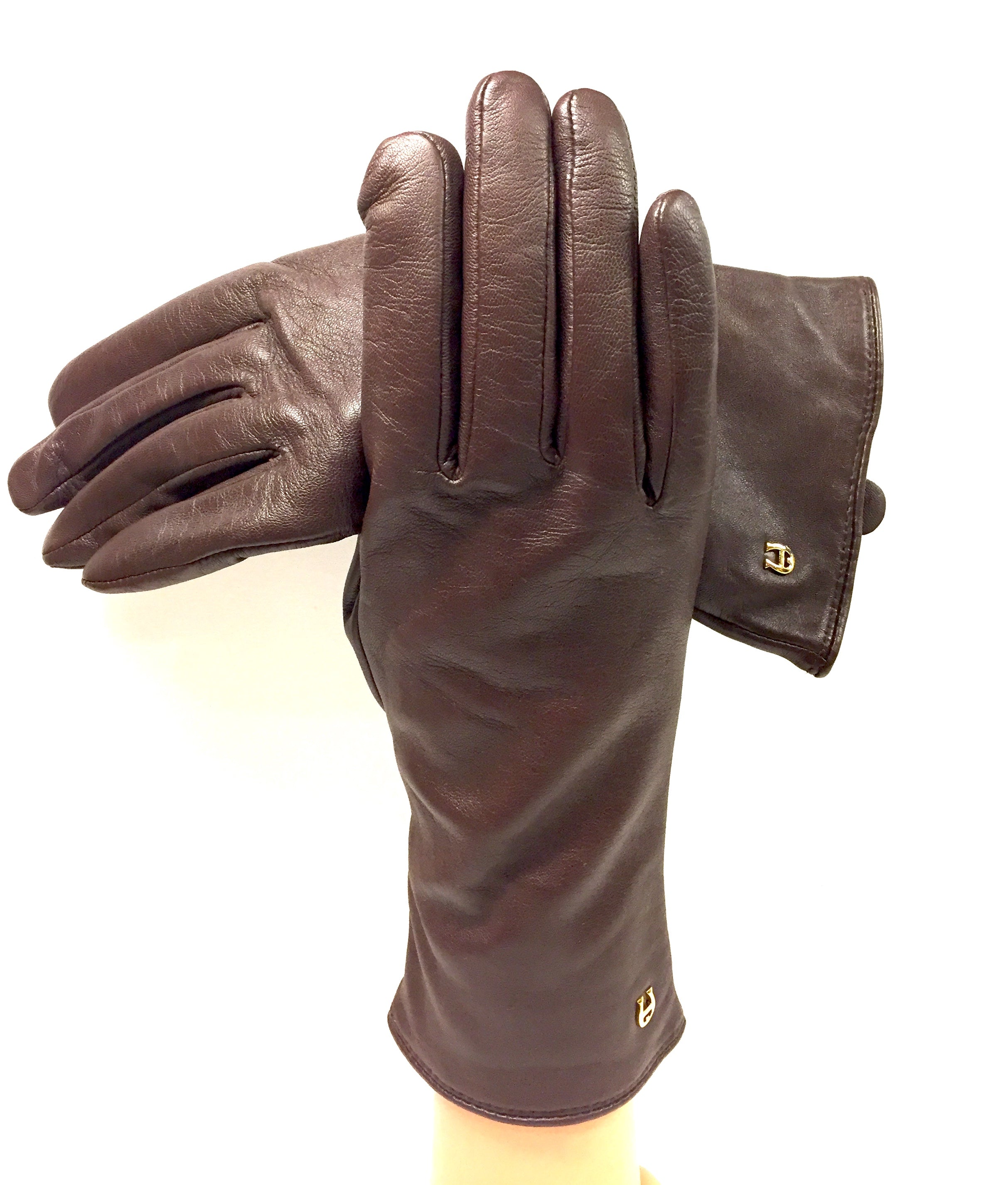 metan Følsom Instruere ETIENNE AIGNER Brown Leather Cashmere-Lined Wrist Gloves SzM - Bis Designer  Resale