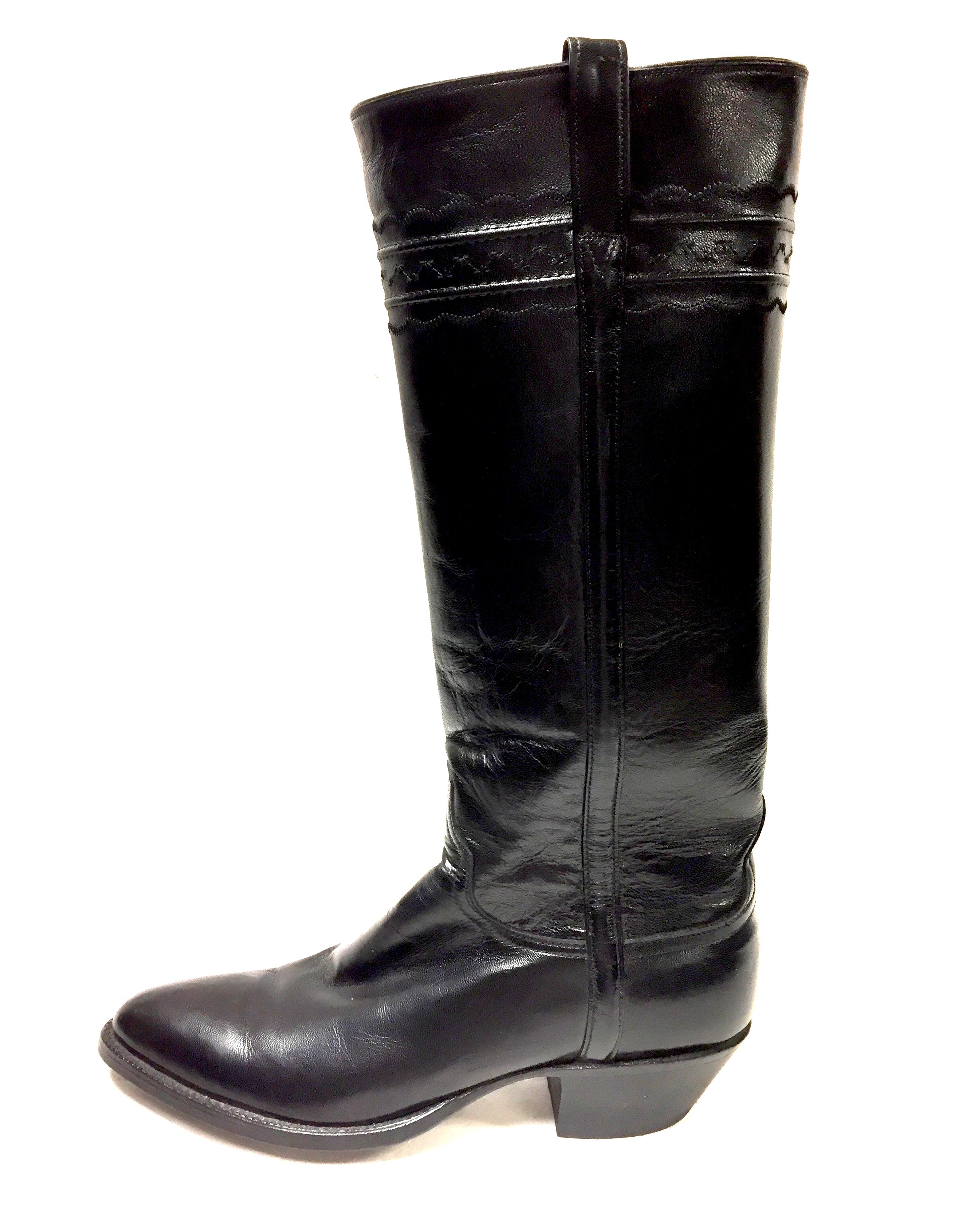 black leather tall womens boots