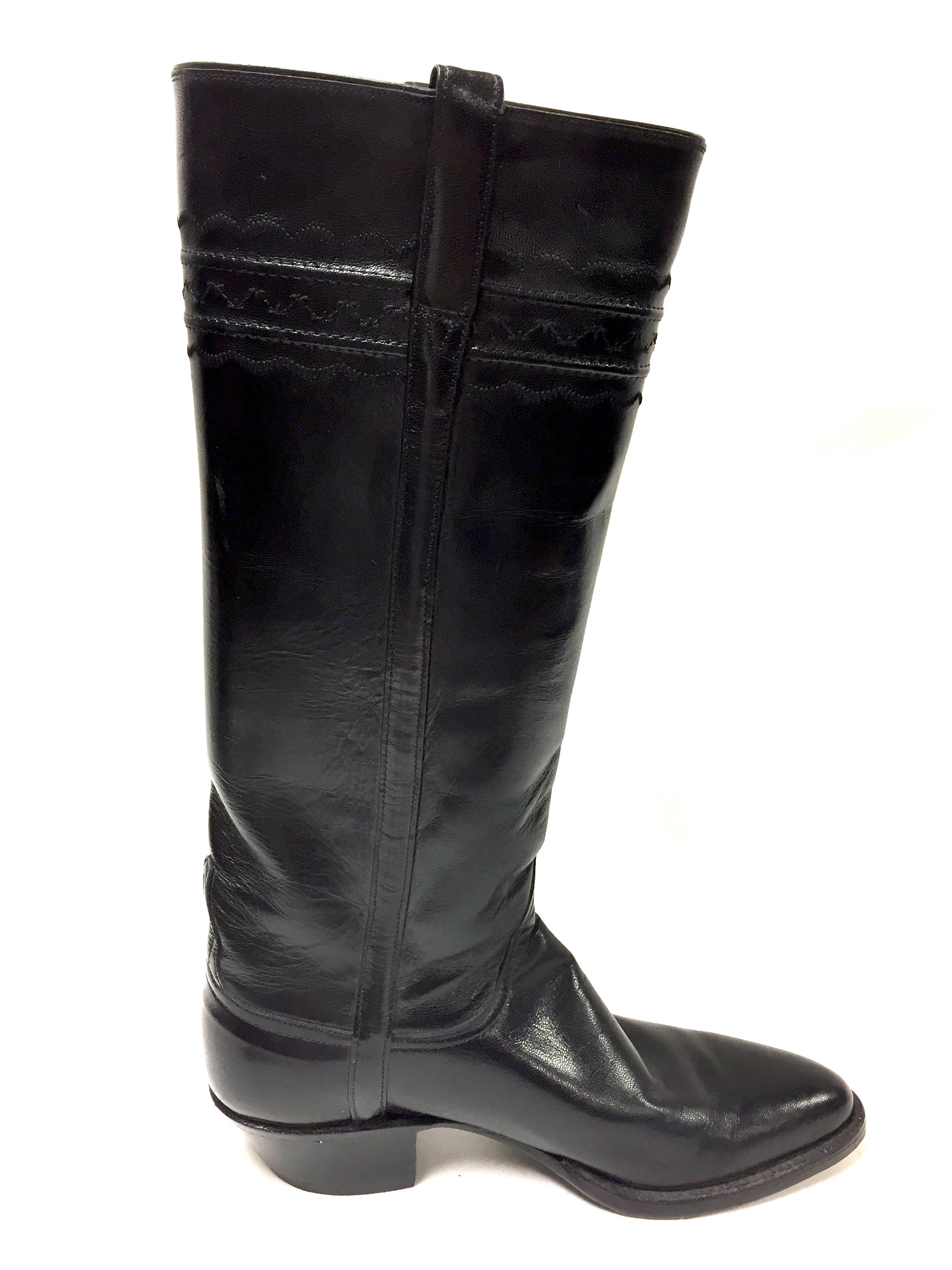 black leather tall womens boots