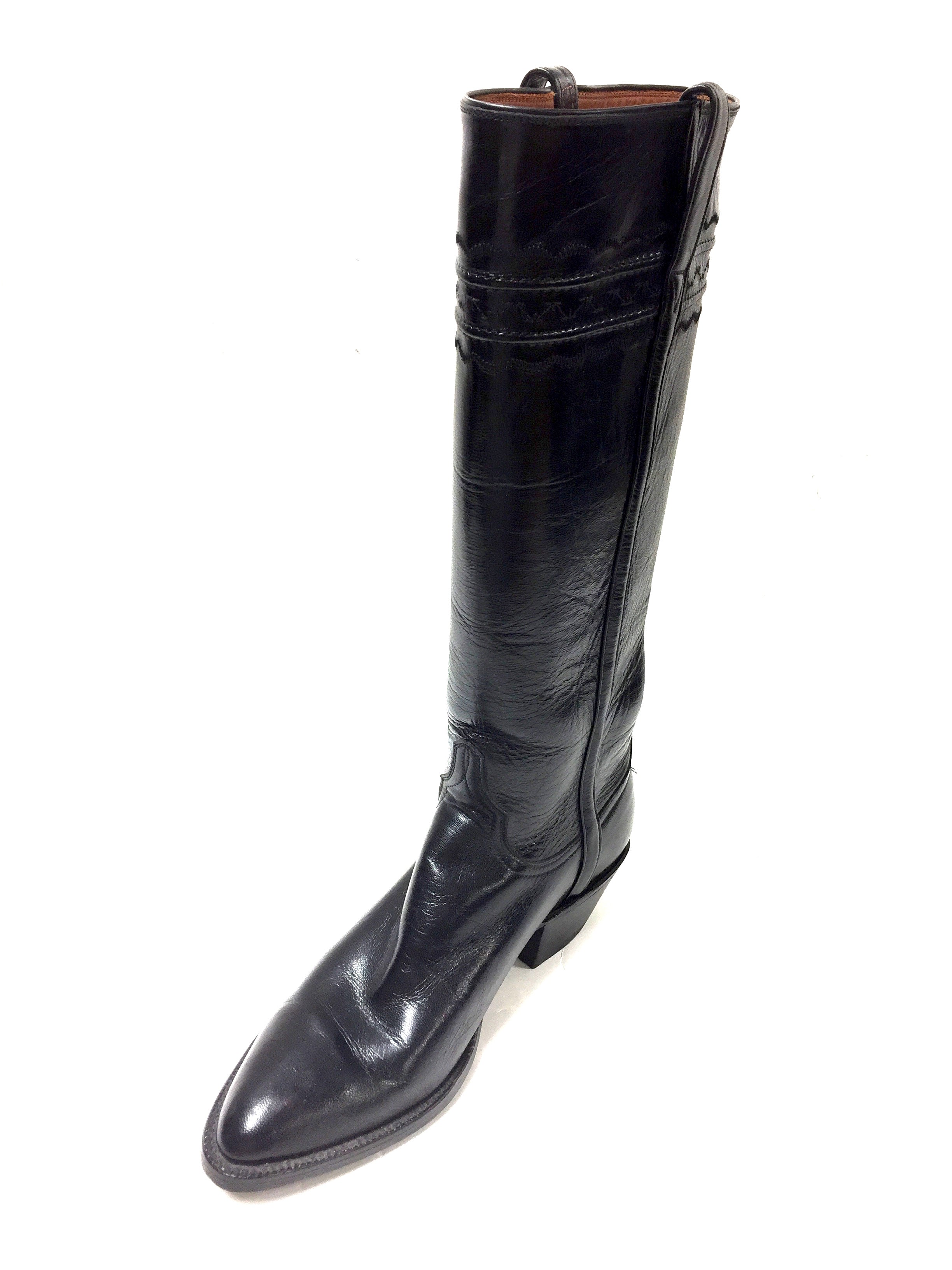 womens black leather boots size 8