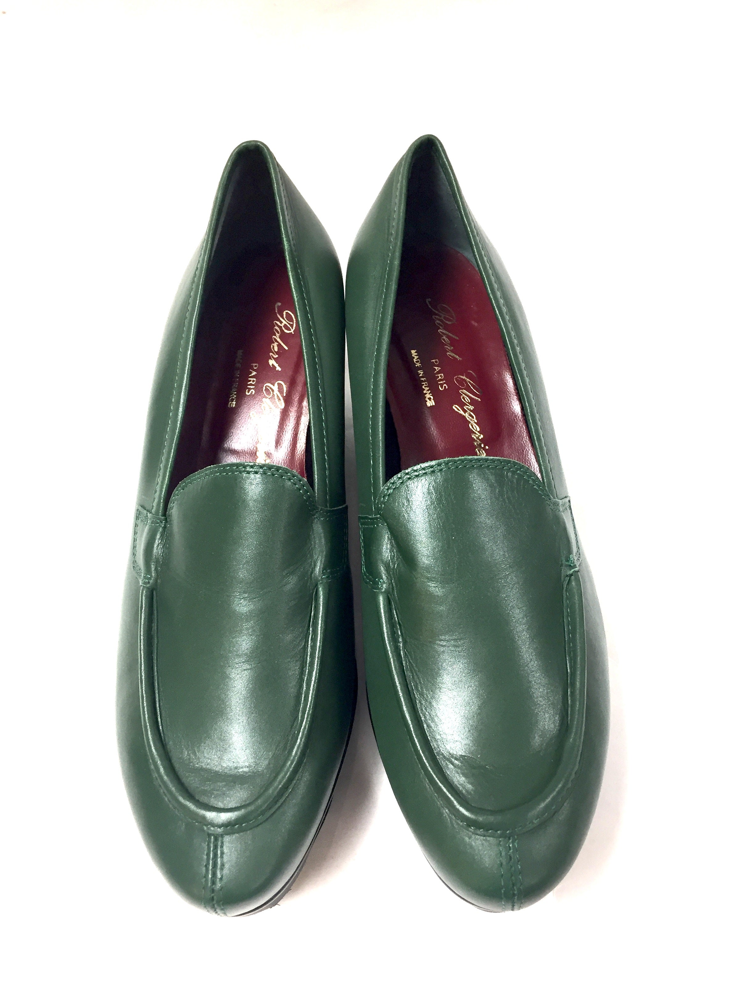 Robert Clergerie Green Leather Black Rubber Platform Soles Loafer Pu Bis Designer Resale