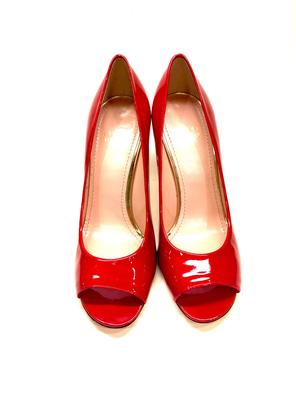 STUART WEITZMAN Red Patent Leather Open 