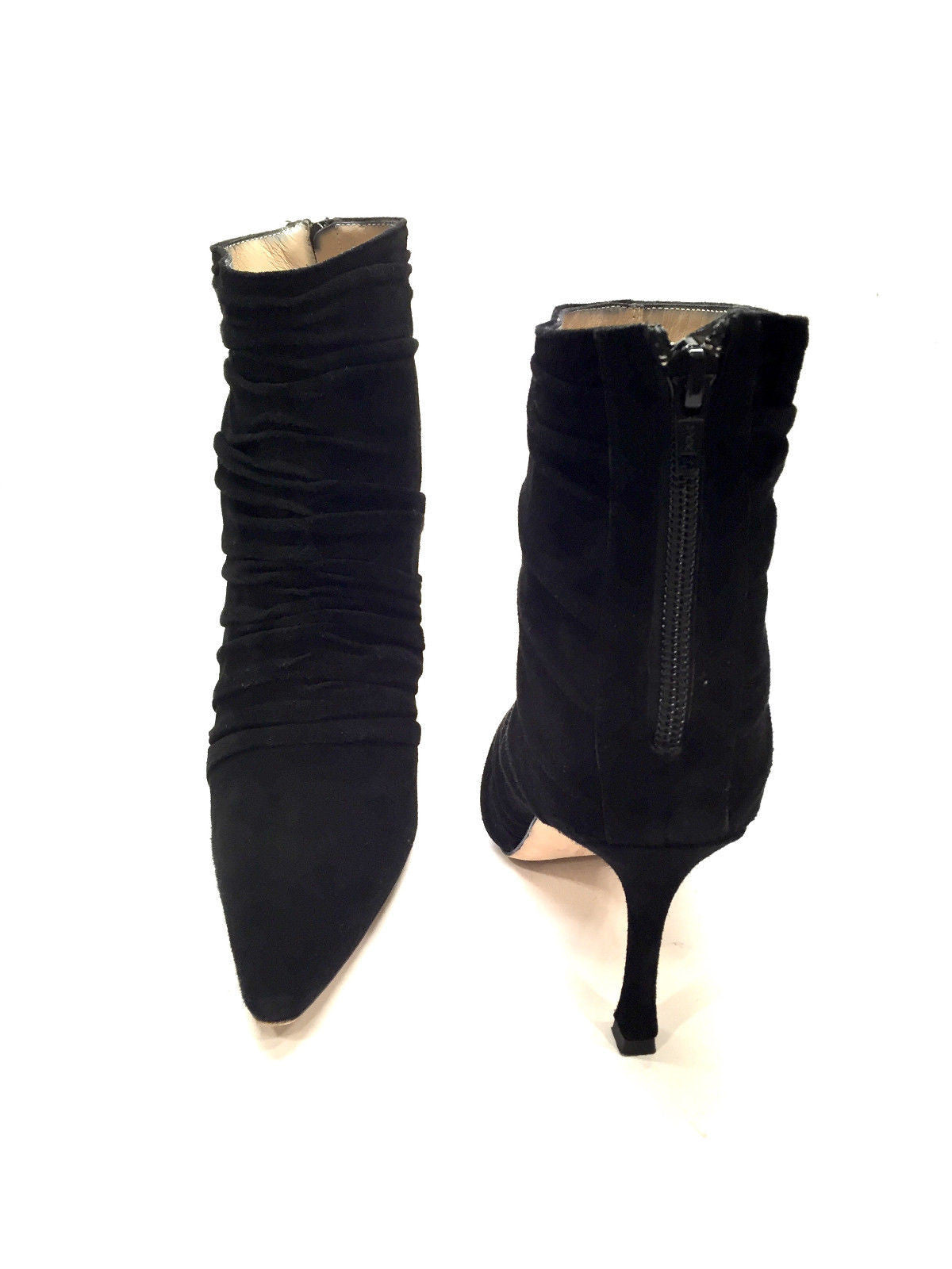 MANOLO BLAHNIK Black Ruched Suede Slim 