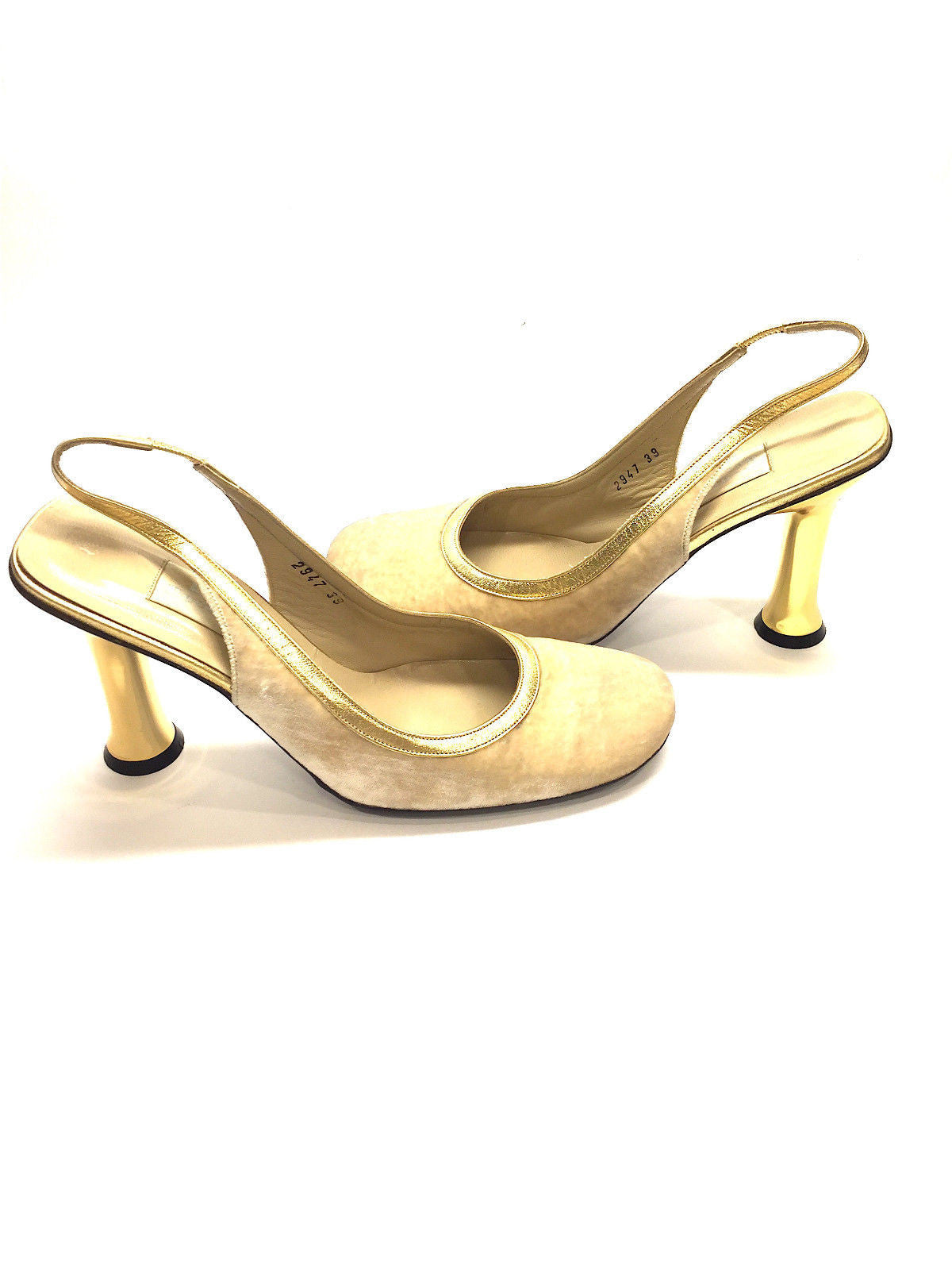 gold slingbacks