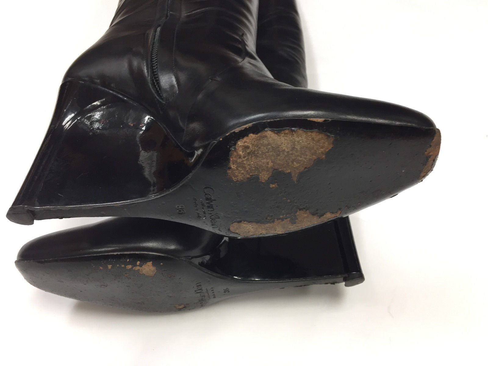 calvin klein black leather booties