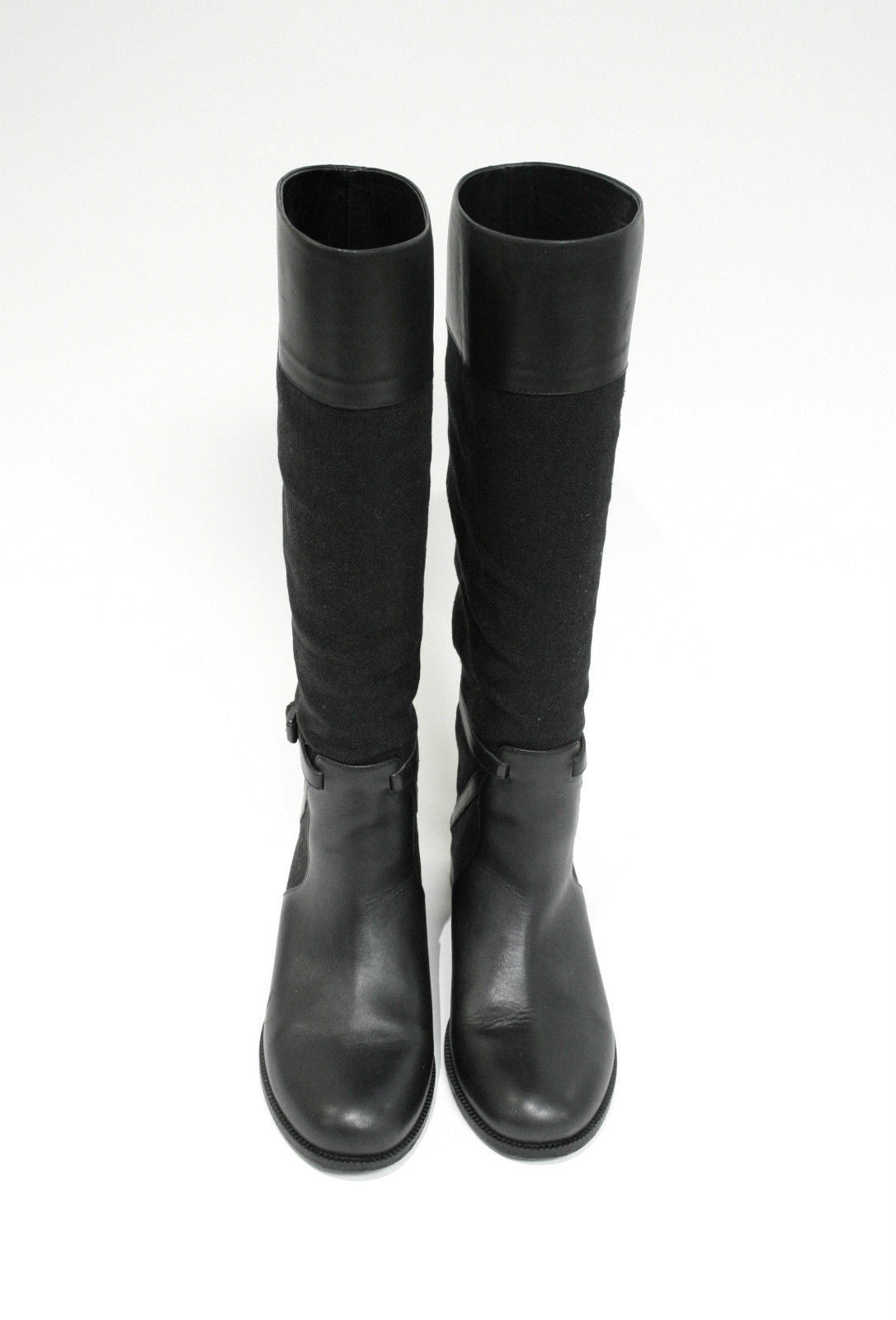 tall black flat leather boots