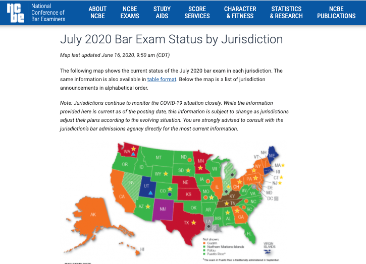 NCBE® July 2020 Bar Exam Updates by State PMBR