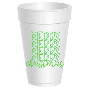 Merry Christmas Foam Cups Red Font - Starr Home