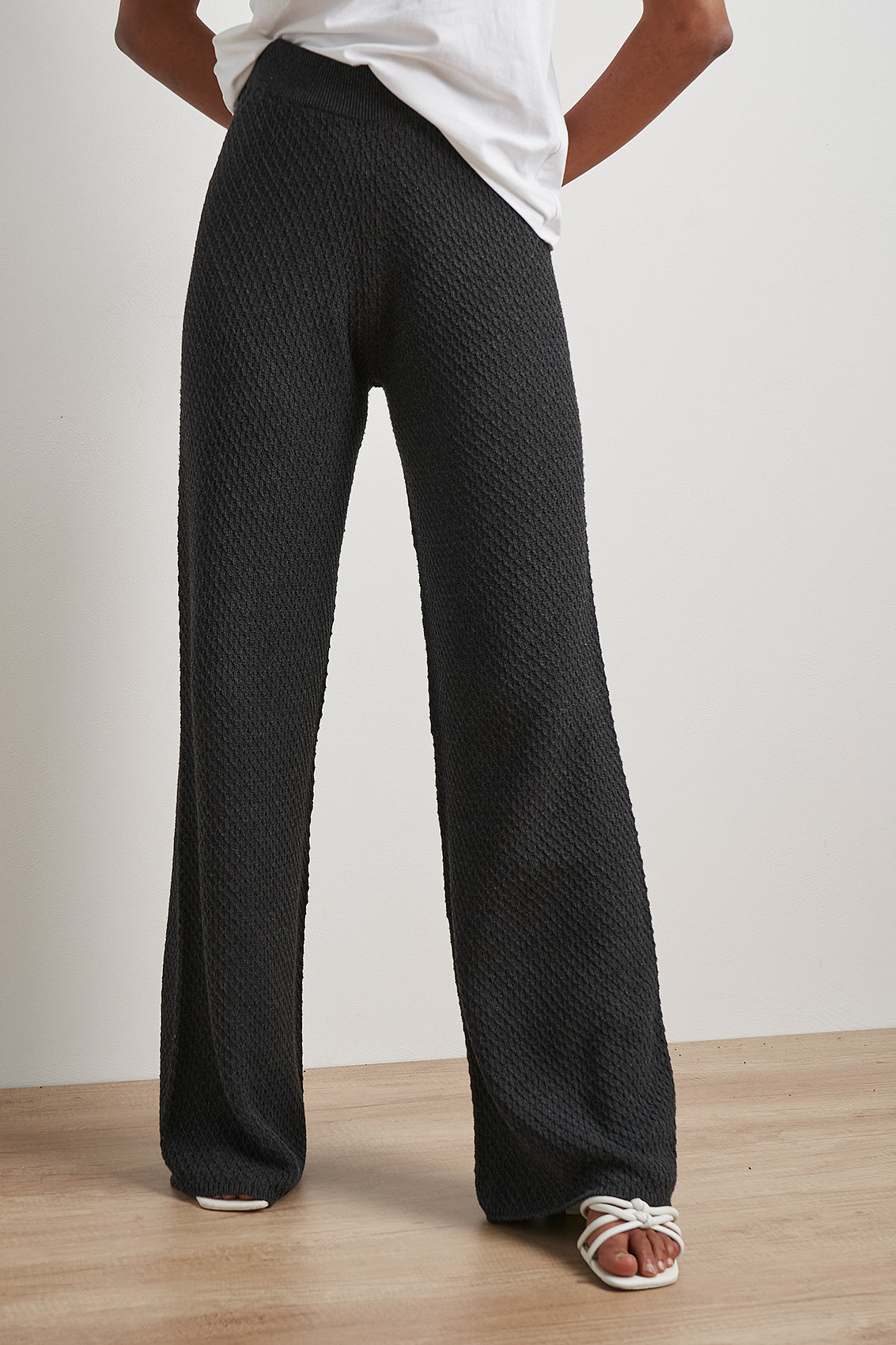 wide leg knit trousers