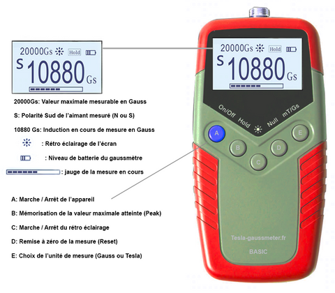 Gaussmètre numérique Tesla, plage automatique 200 mT/2000 mT