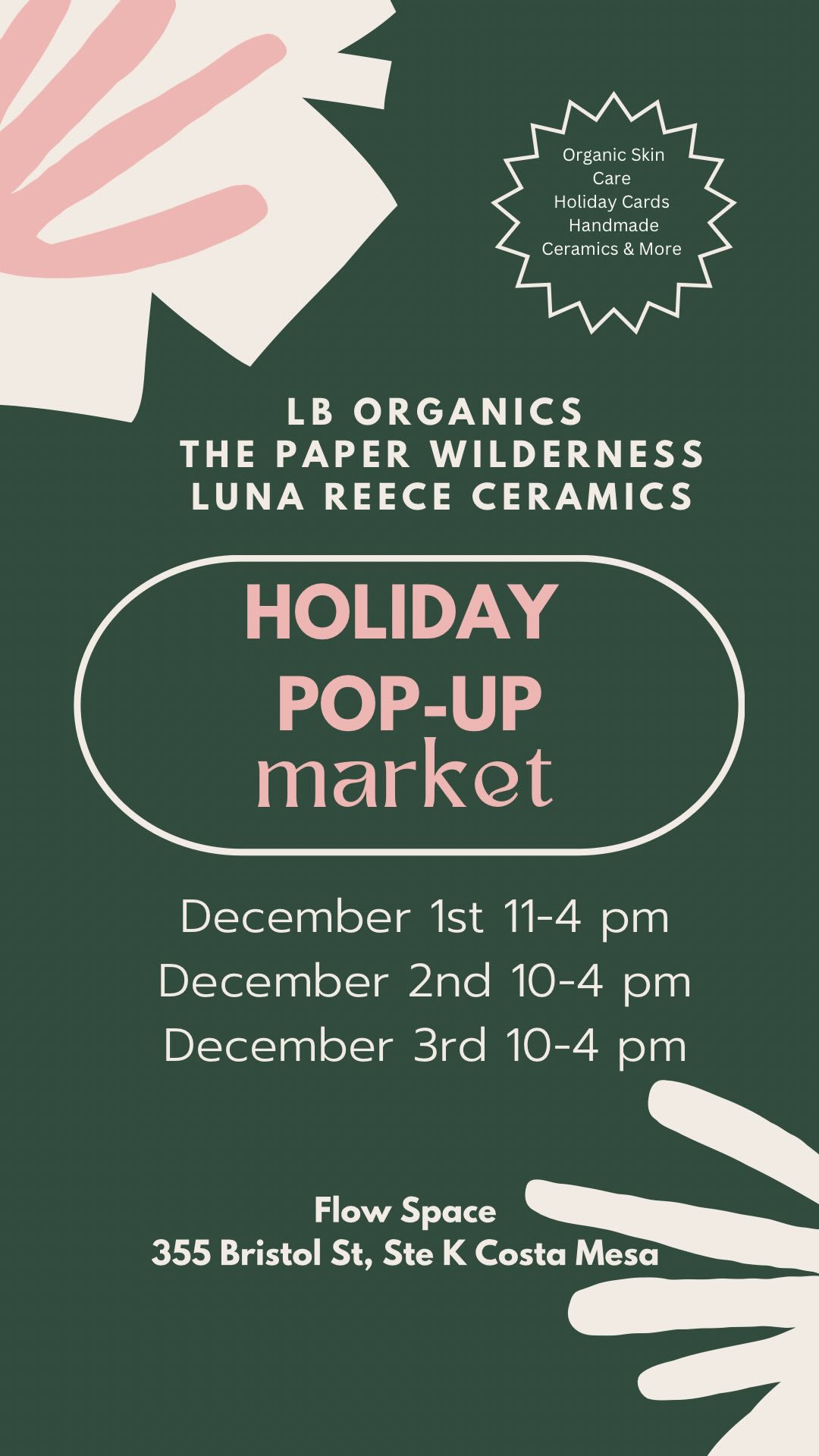 Holiday pop up info