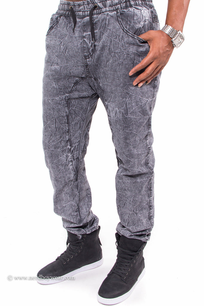 denim joggers black