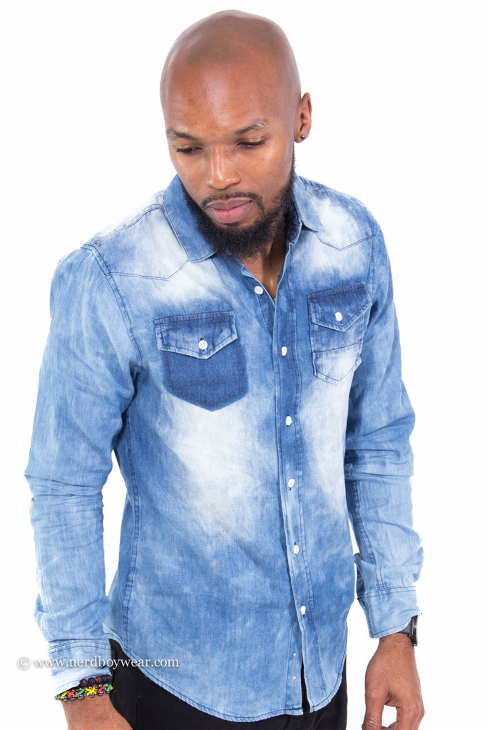 stretch fitted denim shirt