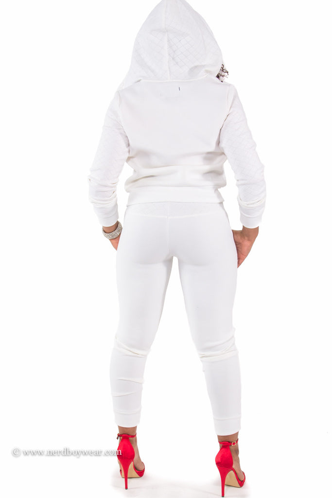 white sweatsuit