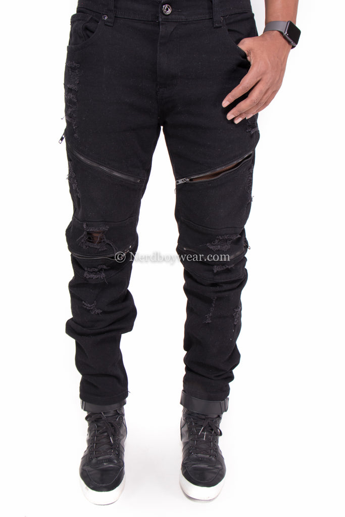 cheap black biker jeans