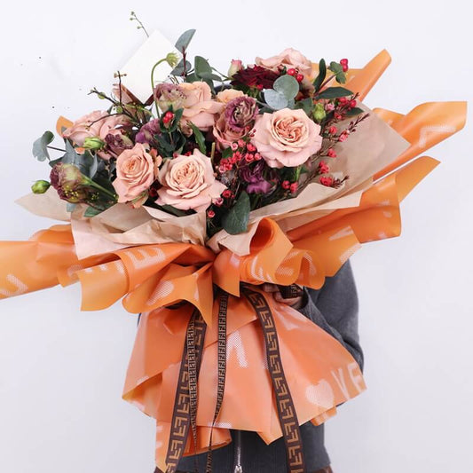 Bag Bronzing Heart Flowers Wrapping Paper Bouquet Wrapping - Temu