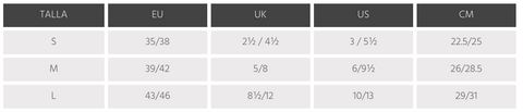 Sock Size Chart