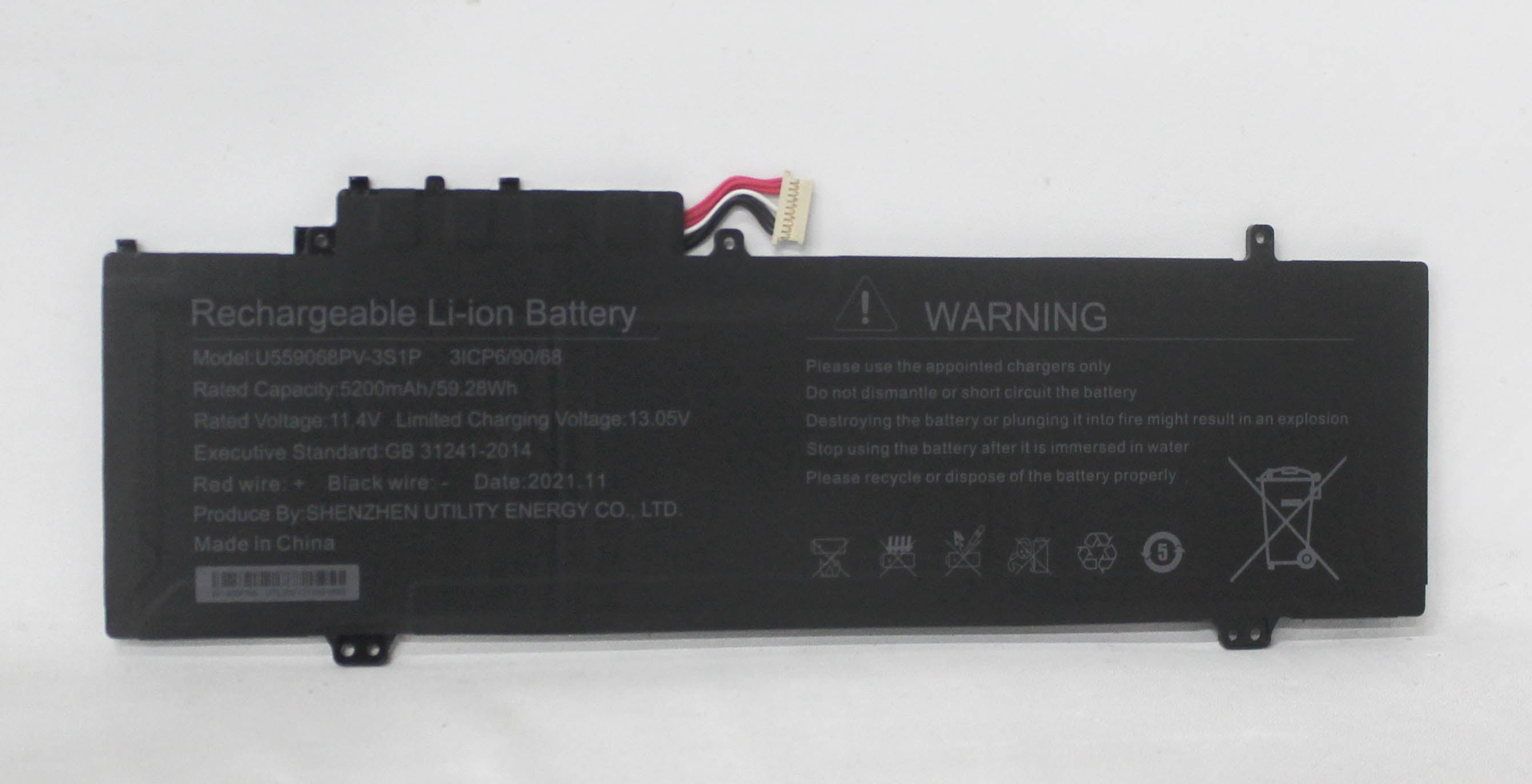 U559068PV-3S1P Battery 11.4V 5200Mah 59.28Wh Gwnr71517 Bk Compatible With GATEWAY