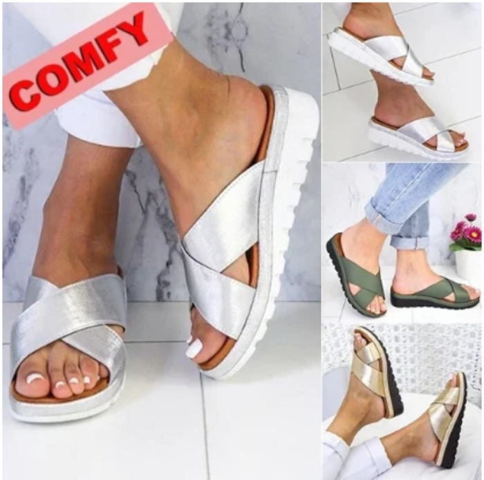 plain peep toe casual comfort slippers