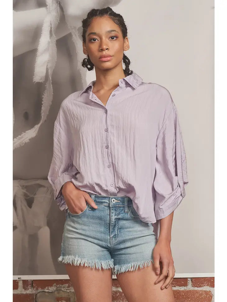 Lavender Button Shine Top
