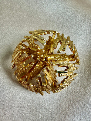 Vintage GROSSE 1966 Germany Gold Tone Modernist Brutalist Brooch - 1.5" - CommunityWorx Thrift Online